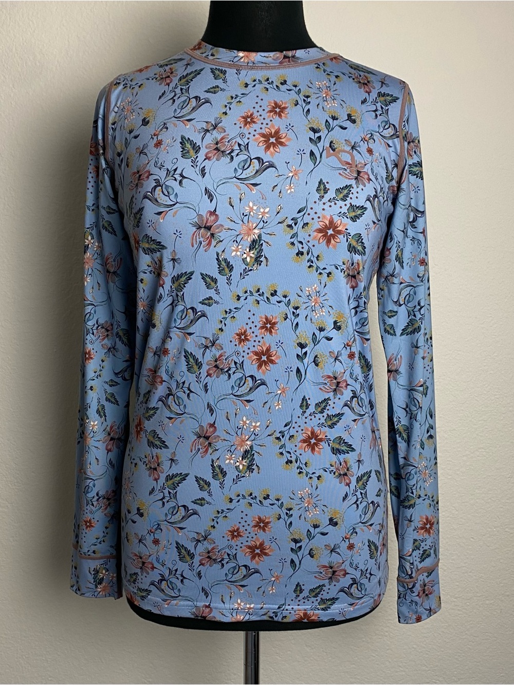 Kari Traa Fryd Baselayer Long Sleeve Shirt Blue Floral Medium